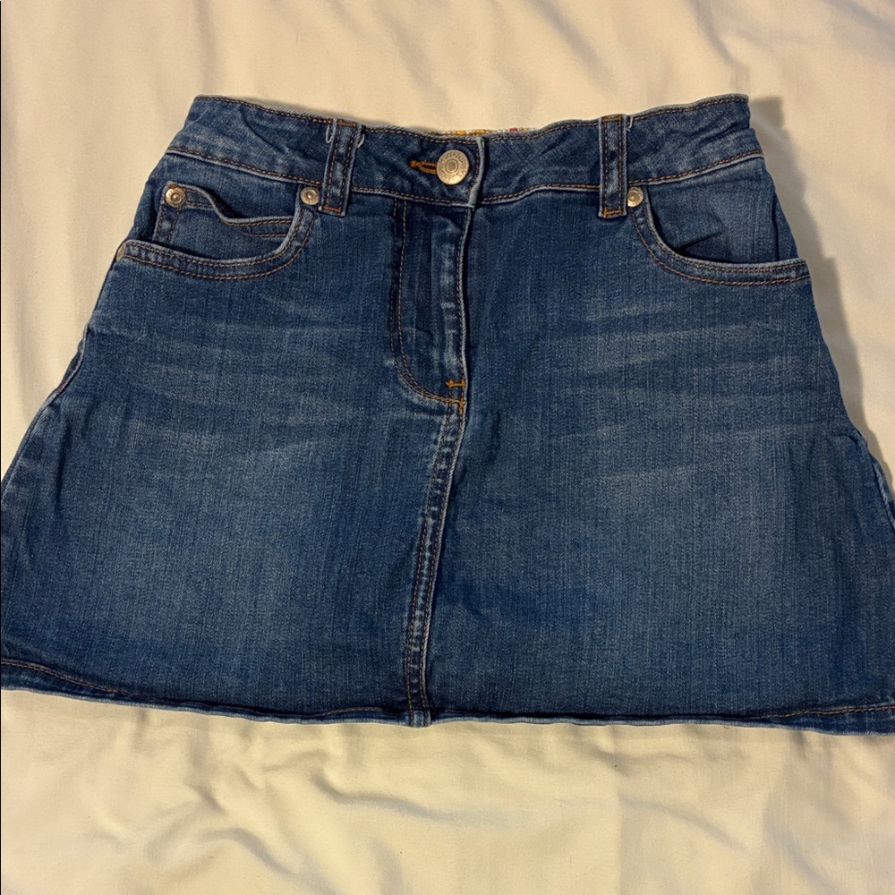 Mini Boden Dark Blue Denim A-Line Kids Skirt